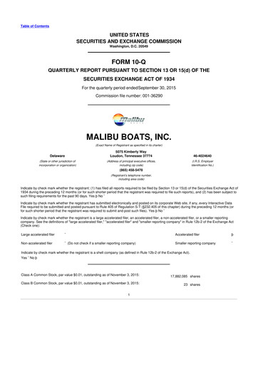 Thumbnail Malibu Boats 10-Q Quarterly Report FY2016 