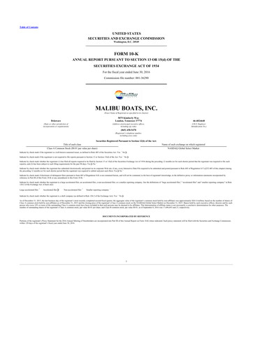 Thumbnail Malibu Boats 10-K Annual Report 2016