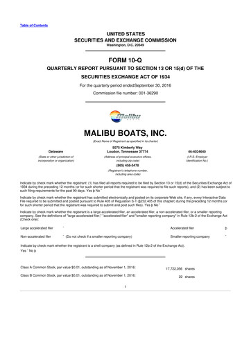 Thumbnail Malibu Boats 10-Q Quarterly Report FY2017 