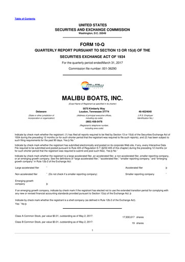 Thumbnail Malibu Boats 10-Q Quarterly Report FY2017 