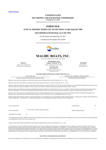 Thumbnail Malibu Boats 10-K Annual Report 2017