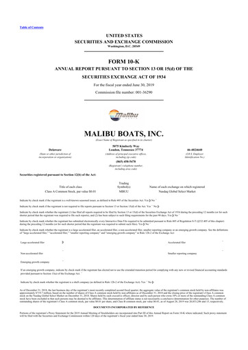 Thumbnail Malibu Boats 10-K Annual Report 2019