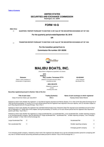 Thumbnail Malibu Boats 10-Q Quarterly Report FY2020 