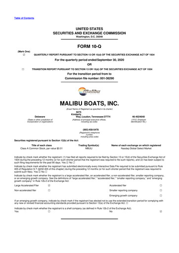 Thumbnail Malibu Boats 10-Q Quarterly Report FY2021 