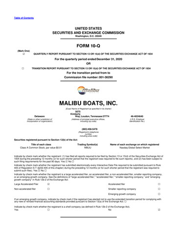 Thumbnail Malibu Boats 10-Q Quarterly Report FY2021 