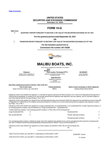 Thumbnail Malibu Boats 10-Q Quarterly Report FY2022 