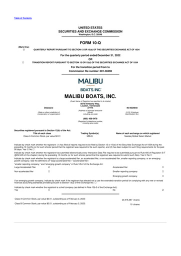 Thumbnail Malibu Boats 10-Q Quarterly Report FY2023 