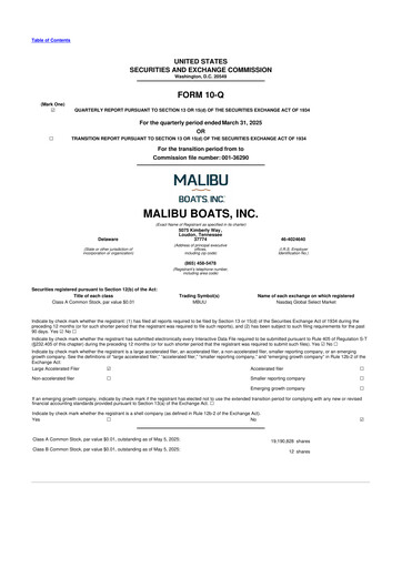 Thumbnail Malibu Boats 10-Q Quarterly Report FY2025 