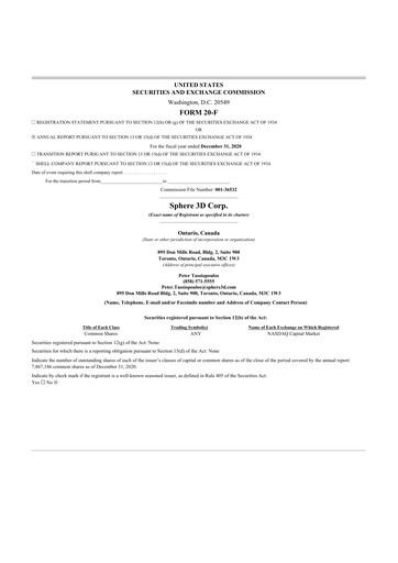 Thumbnail Sphere 3D 20-F Annual Report 2020