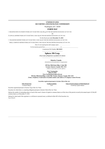 Thumbnail Sphere 3D 20-F Annual Report 2021