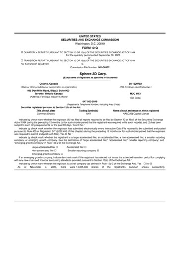 Thumbnail Sphere 3D 10-Q Quarterly Report FY2023 