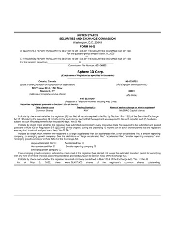 Thumbnail Sphere 3D 10-Q Quarterly Report FY2025 