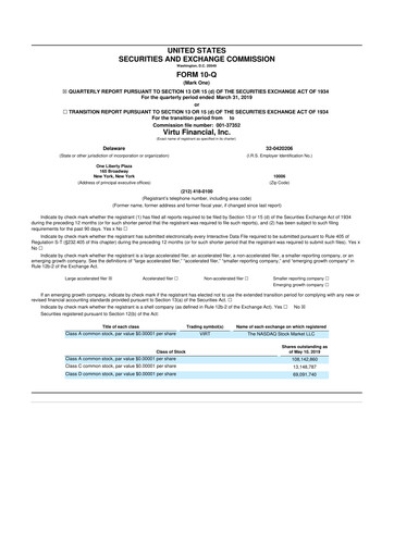 Thumbnail Virtu Financial
 10-Q Quarterly Report FY2019 