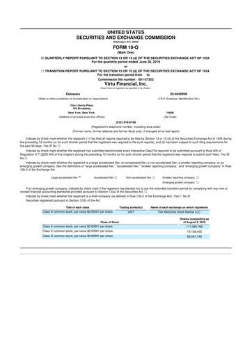 Thumbnail Virtu Financial
 10-Q Quarterly Report FY2019 