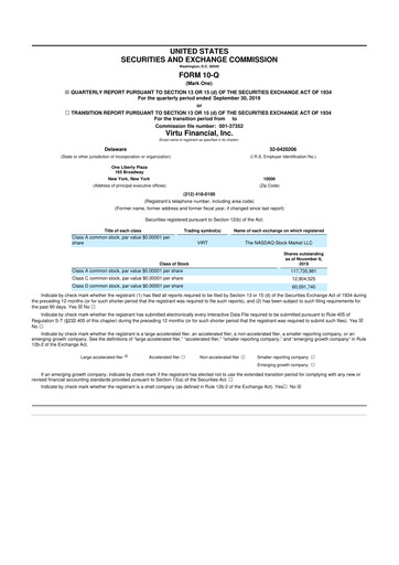 Thumbnail Virtu Financial
 10-Q Quarterly Report FY2019 