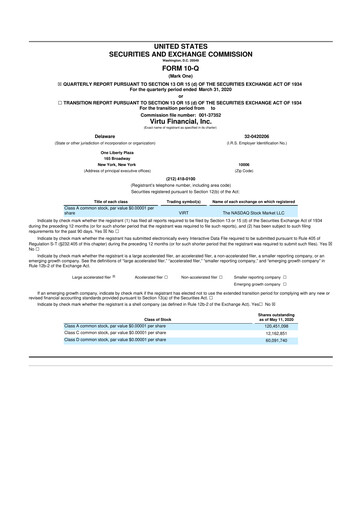 Thumbnail Virtu Financial
 10-Q Quarterly Report FY2020 