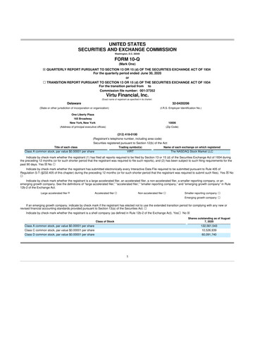 Thumbnail Virtu Financial
 10-Q Quarterly Report FY2020 