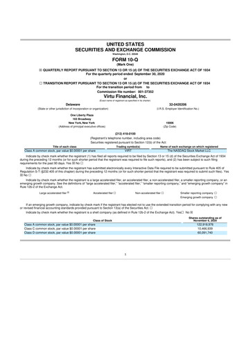 Thumbnail Virtu Financial
 10-Q Quarterly Report FY2020 