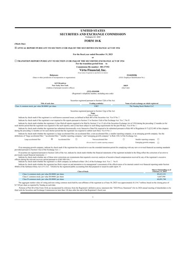 Thumbnail Virtu Financial
 10-K Annual Report 2023