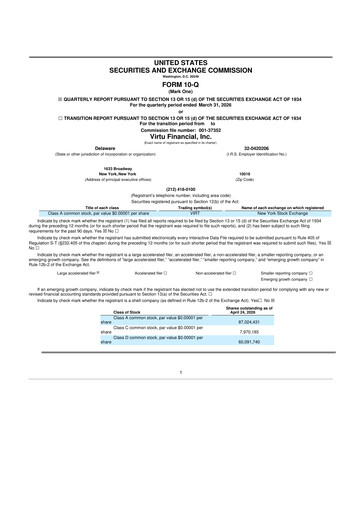 Thumbnail Virtu Financial
 10-Q Quarterly Report FY 