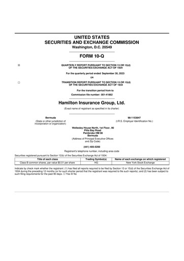 Vorschaubild Hamilton Insurance Group 10-Q Quartalsbericht 2023 