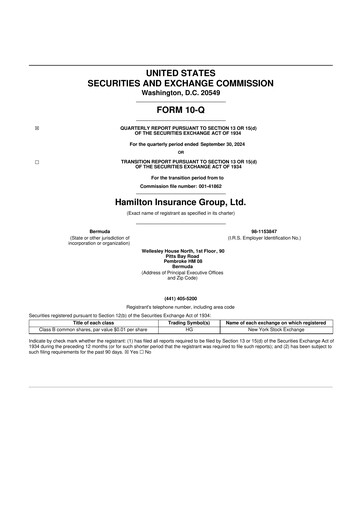 Vorschaubild Hamilton Insurance Group 10-Q Quartalsbericht 2024 