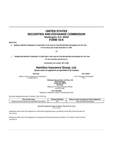 Thumbnail Hamilton Insurance Group 10-K Annual Report 2025