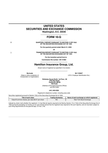Vorschaubild Hamilton Insurance Group 10-Q Quartalsbericht  