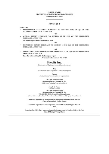 Thumbnail Shopify 20-F Annual Report 2015