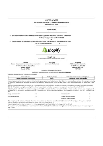 Thumbnail Shopify 10-Q Quarterly Report FY 