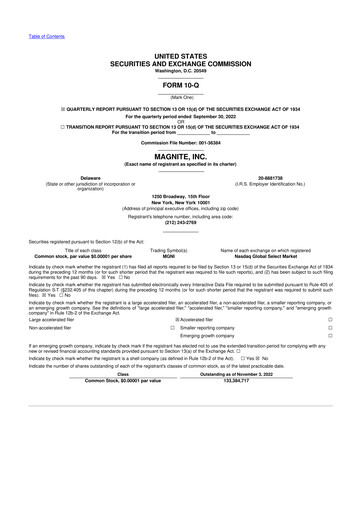 Vorschaubild Magnite 10-Q Quartalsbericht 2022 