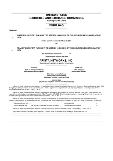 Thumbnail Arista Networks 10-Q Quarterly Report FY2015 