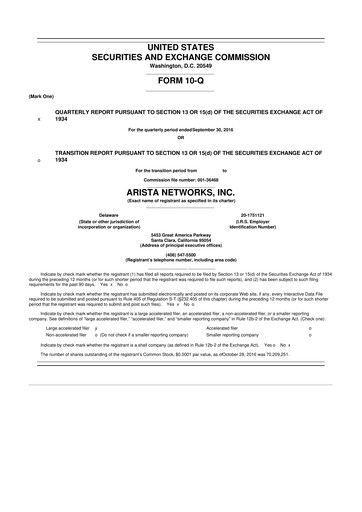 Thumbnail Arista Networks 10-Q Quarterly Report FY2016 