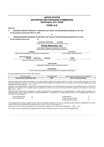 Thumbnail Arista Networks 10-Q Quarterly Report FY2022 