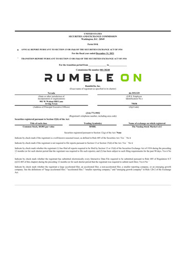 Thumbnail RumbleOn 10-K Annual Report 2021
