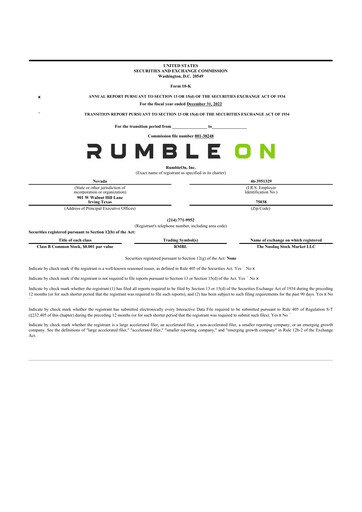 Thumbnail RumbleOn 10-K Annual Report 2022