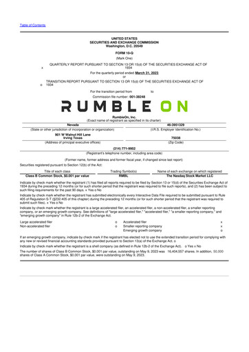 Vorschaubild RumbleOn 10-Q Quartalsbericht 2023 