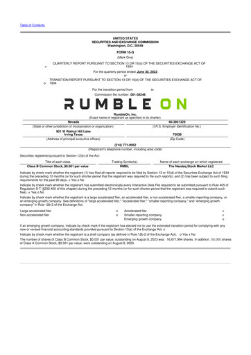 Vorschaubild RumbleOn 10-Q Quartalsbericht 2023 