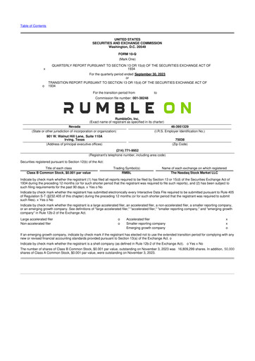 Vorschaubild RumbleOn 10-Q Quartalsbericht 2023 