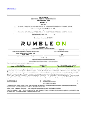 Vorschaubild RumbleOn 10-Q Quartalsbericht 2025 