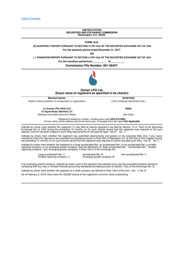 Thumbnail Dorian LPG
 10-Q Quarterly Report FY2018 