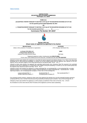 Thumbnail Dorian LPG
 10-Q Quarterly Report FY2019 