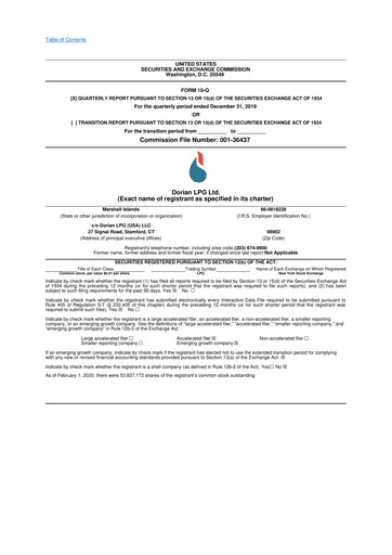Thumbnail Dorian LPG
 10-Q Quarterly Report FY2020 
