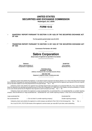 Miniature Sabre 10-Q Rapport trimestriel 2015 