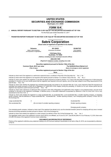 Thumbnail Sabre 10-K Annual Report 2017