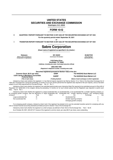 Miniature Sabre 10-Q Rapport trimestriel 2021 