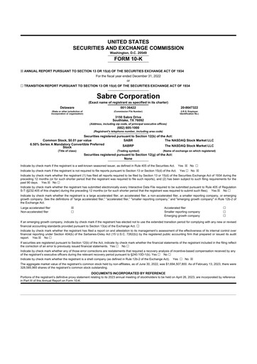 Thumbnail Sabre 10-K Annual Report 2022