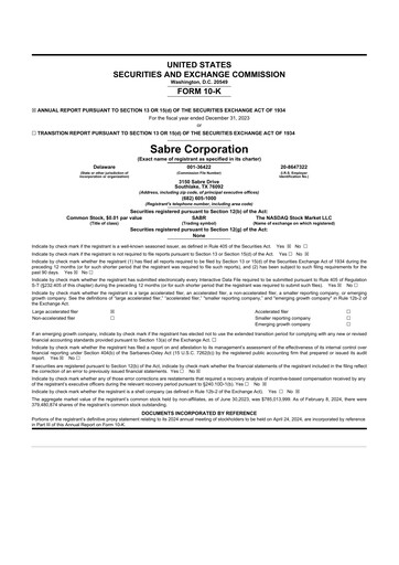 Thumbnail Sabre 10-K Annual Report 2023