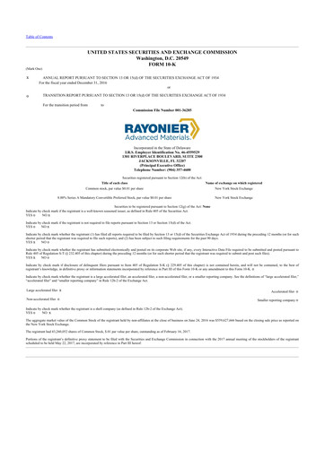 Thumbnail Rayonier Advanced Materials
 10-K Annual Report 2016