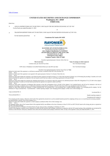 Thumbnail Rayonier Advanced Materials
 10-K Annual Report 2018